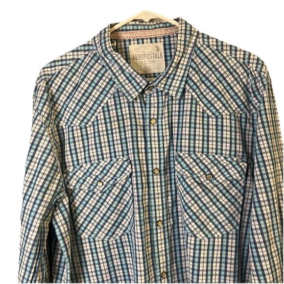 Aeropostale Men's S Western Pearl Snap Sz Xl Long Sleeve Plaid Cowboy Shirt - Picture 3 of 10